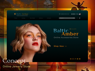 Online Accessories Store "Baltic Amber". Amber Jewerly design graphic design landingpage ui ux webdesign