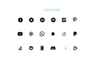 Social ICON TYPO BLACK & COLOR animation app black branding css design design icon facebook footer get social icon logo portfolio layout social social media trending icon typography ui website white