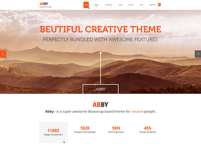 ABBY Onepage Creative PSD Template design designer dribbble homepage homepagedesign onepage ui