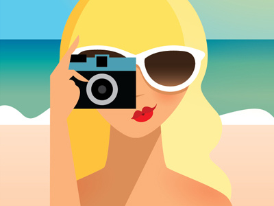Summer Girl blonde camera ocean summer girl sunglasses