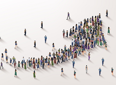the direction of the crowd abstract collaboration direction illustration people simbol vector walk