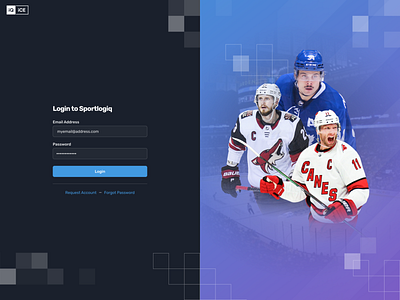 Log in Exploration dashboard data hockey log in page login nhl sports ui ux web