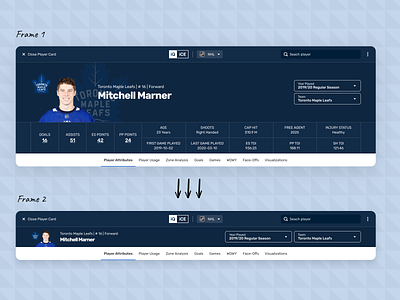 Reactive Player Card Elements dashboard data hockey nhl player card scale ui ux web