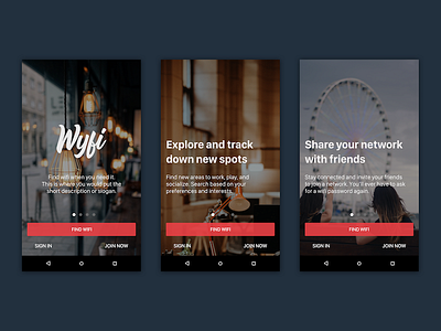 Log In Screens android app intro material mobile onboarding ui walkthrough wifi