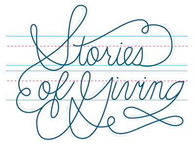 Script for a article about giving back to schools. lettering script typography