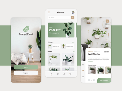 Plant E-commerce App app design graphic design typography ui ux