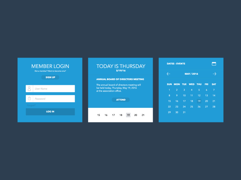 Web Widgets widget login calendar website web design