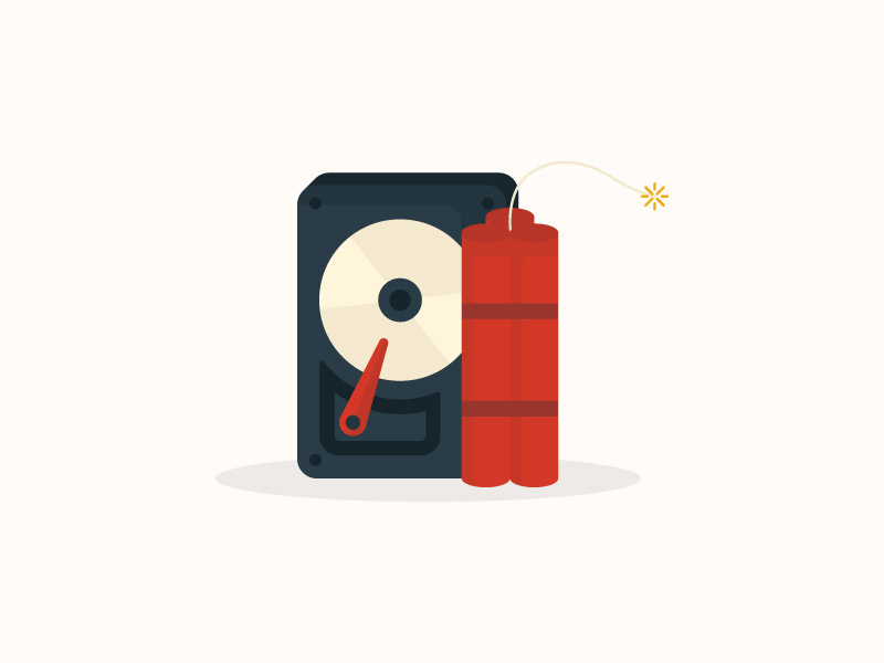 Disaster Recovery flat illustration icon failure hardware recover disaster dynomite hard drive