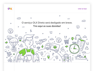 OLX Direto FAQ - Landing Page delivery design far icons illustration interface landing pack page question transport ui