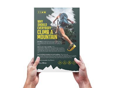 A5 leaflet Mountain Climbing adobe indesign adobe photoshop graphic design indesign print design