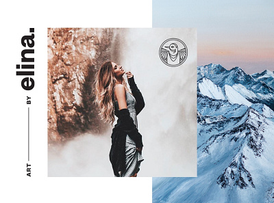 Art by Elina Brand bird black bold icon identity logo monoline mountains painter sans serif simple woman