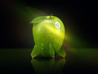 Atomic Apple 01 apple atomic beverage black cannabis concept flare green illustration light photoshop wings