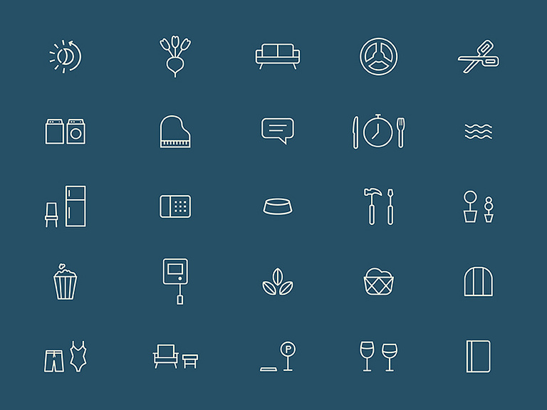 Amenity Icons by Mary Rauzi for Urban Influence on Dribbble