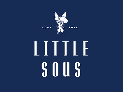 Little Sous logo chef cooking kids logo navy rabbit white