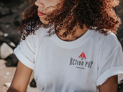 Action Pup Shirt action dog geometric logo red triangle tshirt