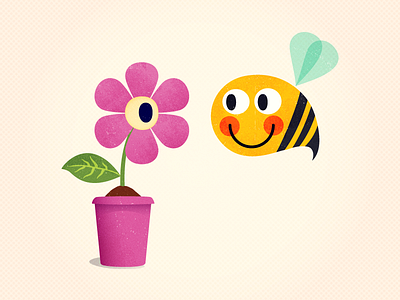 Spring Lovers abeja bee flores flower illustration love spring