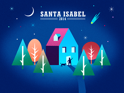 Santa Isabel comet forest house moon night sky stars tree