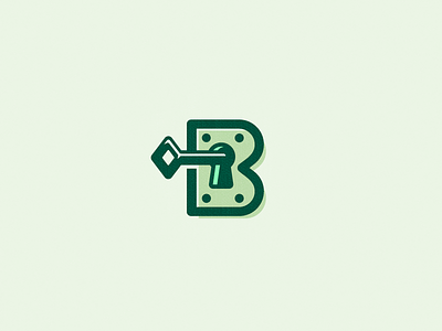 "B" Padlock b green icon key logo padlock