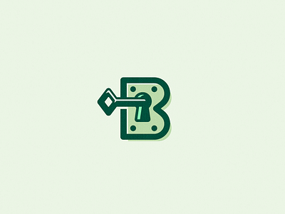 "B" Padlock b green icon key logo padlock