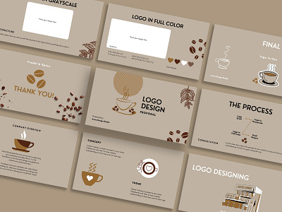 Coffee Shop Logo Design Proposal Presentation Template flyer