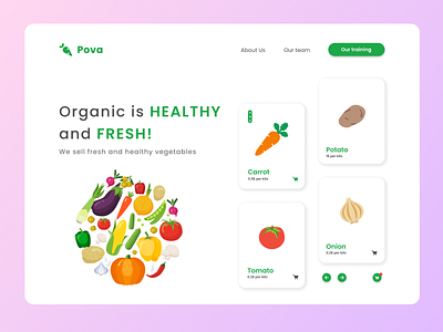 Pova vegetables e-store ui/ux website design app branding design ui ux website