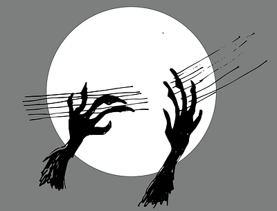 scary night dark drawing hands illustrastin moon night scary