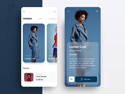 Clothing App app design ui