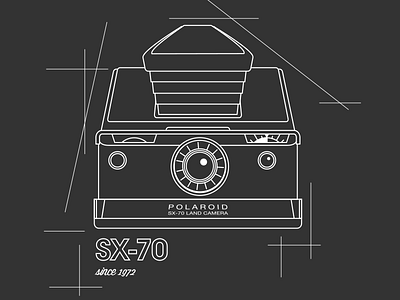 SX-70 Line art black and white camera illustration line art polaroid retro sx 70 vector vintage