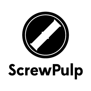 Screwpulp Logo black bold books branding circle graphic logo logo design modern reading sans serif screw head startup white