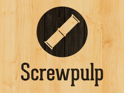 Screw Pulp Logo black branding logo logo design slab serif wood texture woodgrain