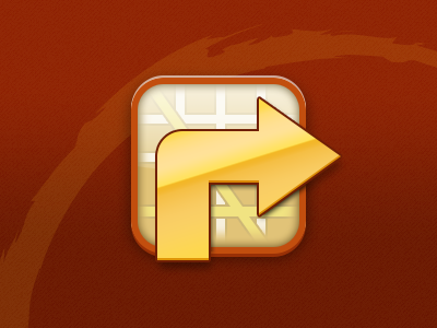 Map Icon app arrow directions gloss icon map navigation orange red warm yellow