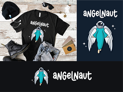 Angelnaut T-shirt Design angel apparel astronaut brand branding clever clothing creative design illustration logo t shirt vector