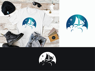 Sky Ship T-shirt Design apparel branding chic clever clothing creative design illustration logo ship sky vector