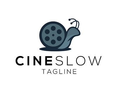 CineSlow Logo animal apparel branding cinema clever clothing creative design film illustration logo movie slowmotion snail ui vector