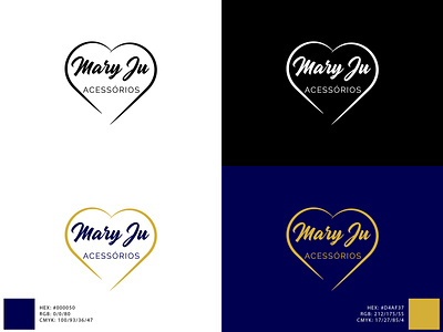 Mary Ju blue brand branding color design graphic design heart illustration jewlery logo logo design typography vector yellow