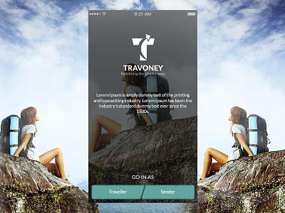 Travoney (Earn money with travel , Market place app) login screen marketplace app on demand app payment integration social app travel app utility app