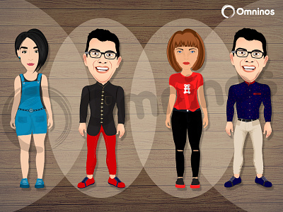 Characters app cloths colors men playing game uiux women