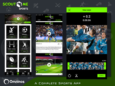 Scout Me Sports App 2d animated animation app ui ux cricket video app social app social streaming app sports app utility app video streaming app