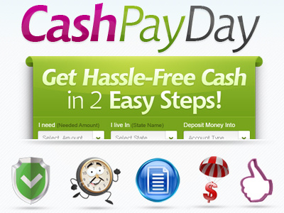 Cash Pay Day art direction baby blue creative freelance green landing design loan responsive webdesign website