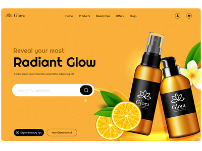 Glora cosmetics website landing page beauty branding cosmetics design graphic design interface landing page ui ui design ux web design