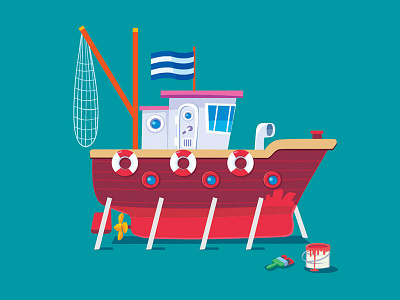 Shippp adobe illustrator boat illustration maintenance painting service stranded