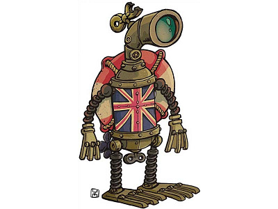 English Diver diver flag life belt life saver periscope robot united kingdom