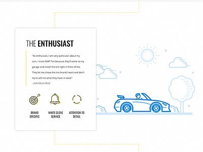 Delivery Tire Installation Service "User Types" - WIP automobile blue car custom illustrations icons illustrations tires user card user types visual user personas