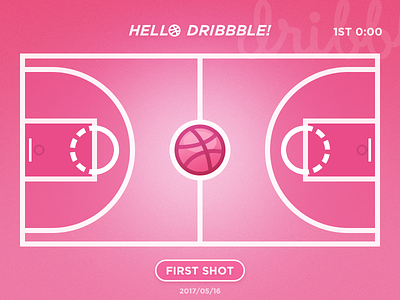 Hello Dribbble basketball court debut dribbble first invite shot thanks
