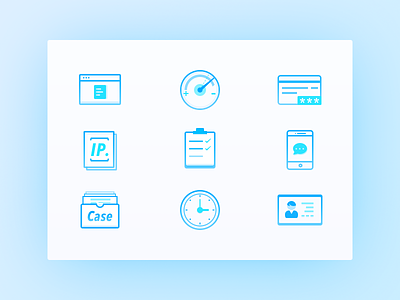Some icons in daily work blue line icon