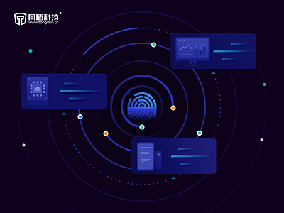 Device Fingerprint blue dark device fingerprint flat