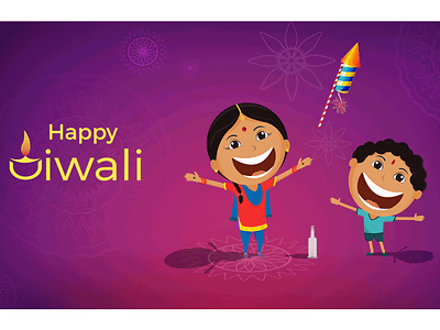 Diwali illustration colors contrast diwali illustration india lights poster style traditional viewpoint