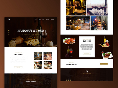 Resturent & Bar site bar brown dark design food app interface design landing page resturent site theme ui ux design ux designer website wine app wine bar