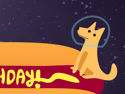 Hot Dog Space Ship Birthday Card