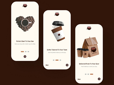 COFFEE SHOP MOBILE SPLASH SCREENS branding cofee graphic design interaction design logo mobile product design splash screens ui uiux ux design